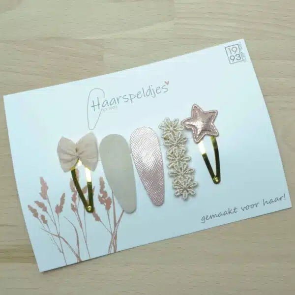 5 haarspeldjes, klikklak haarspeldjes, roze/nude, haaraccessoires