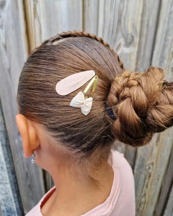 Haarspeldjes glitter roze en klik klak haarspeld goud met strik