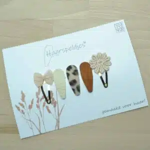 Haarspeldjes Liv by 1993 panter/beige/cognac - set met 5 verschillende haarspeldjes - haaraccessoires