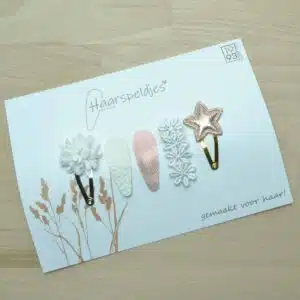Haarspeldjes Lou by 1993 roze/witte kleuren - set van 5 haarspeldjes - haaraccessoires