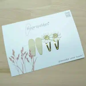 Haarspeldjes Nina by 1993 - dubbele set haarspeldjes - 4 stuks - beige/madelief met gouden kern - haaraccessoires