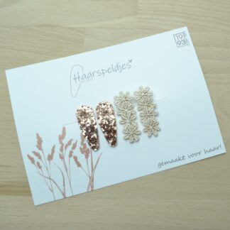 Haarspeldjes Milou by 1993 - 4 haarspeldjes - dubbele haarspeldjes - roze funky glitter haarspeldjes - haaraccessoires