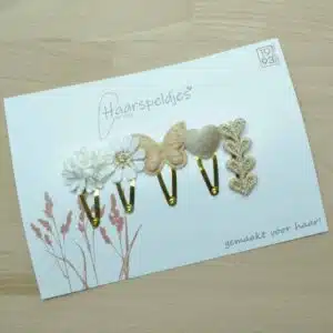 Haarspeldjes Tess by 1993 Goud kleurige klik klak haarspeldjes met vlinder en bloem