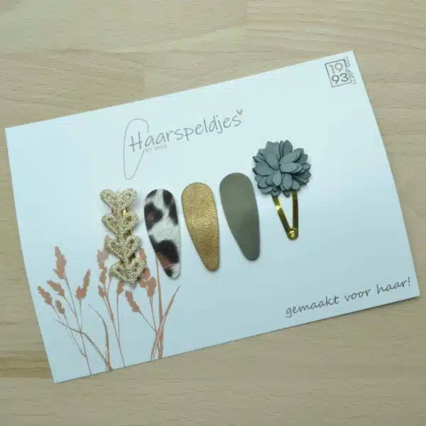 herfst kleurige set - groen/brons - 5 haarspeldjes - haaraccessoires