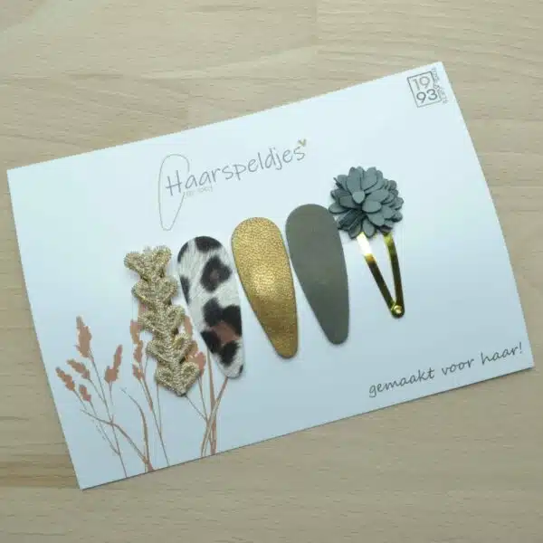 Haarspeldjes Emma by 1993 herfst kleurige set - groen/brons - 5 haarspeldjes - haaraccessoires