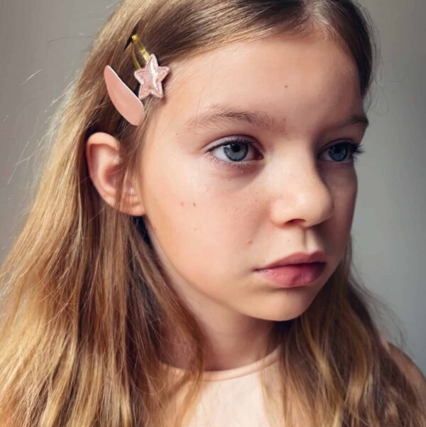 Haarspeldje Romée klik klak goud roze ster roze glitter