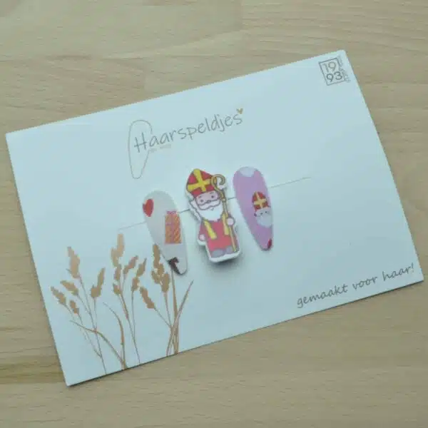 Haarspeldjes Sinterklaas roze by 1993 - 3 haarspeldjes - kunststof sinterklaas - haaraccessoires - Afbeelding 5