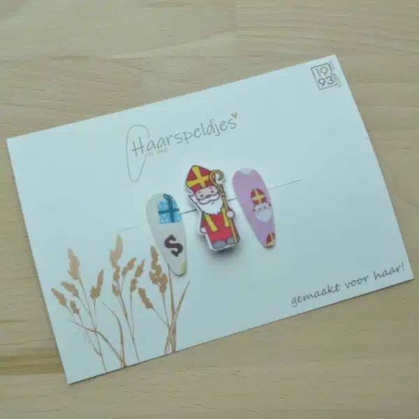 Haarspeldjes Sinterklaas roze by 1993 - 3 haarspeldjes - kunststof sinterklaas - haaraccessoires - Afbeelding 3