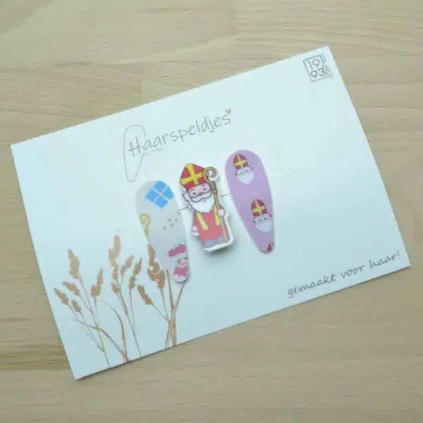 Haarspeldjes Sinterklaas roze by 1993 - 3 haarspeldjes - kunststof sinterklaas - haaraccessoires - Afbeelding 4