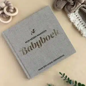 Lantaarn | Mijn negen maanden babyboek - Linnen invulboek met goudfolie