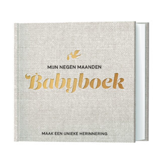 Lantaarn | Mijn negen maanden babyboek - Linnen invulboek met goudfolie