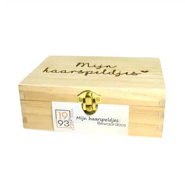 Mijn haarspeldjes opbergdoos by 1993 - houten bewaardoos haarspeldjes - bewaaraccessoire - Afbeelding 4