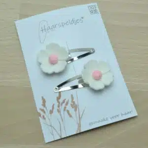 Klik Klak Haarspeldje Wit-Roze bloem by 1993