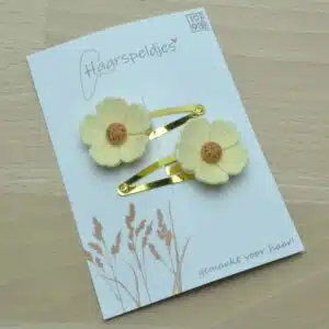 Haarspeldje Beige bloem by 1993