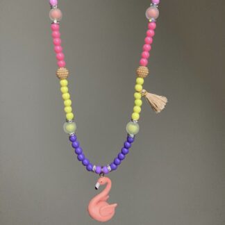 Ketting Flamingo Handmade by Jula - kleurrijke ketting - sieraden voor kids