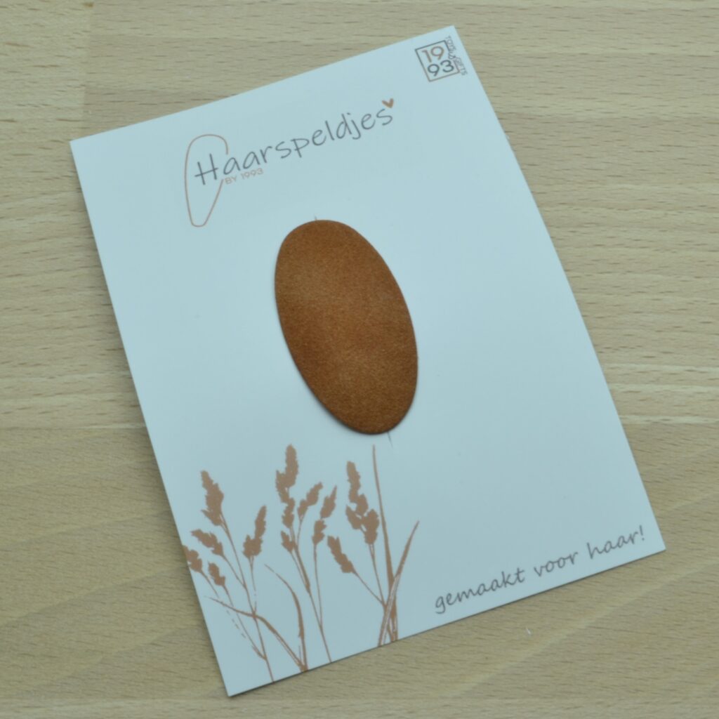 Antislip haarspeldje - cognac suede - haaraccessoires