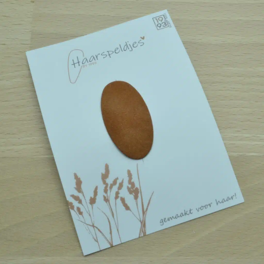 Antislip haarspeldje - cognac suede - haaraccessoires