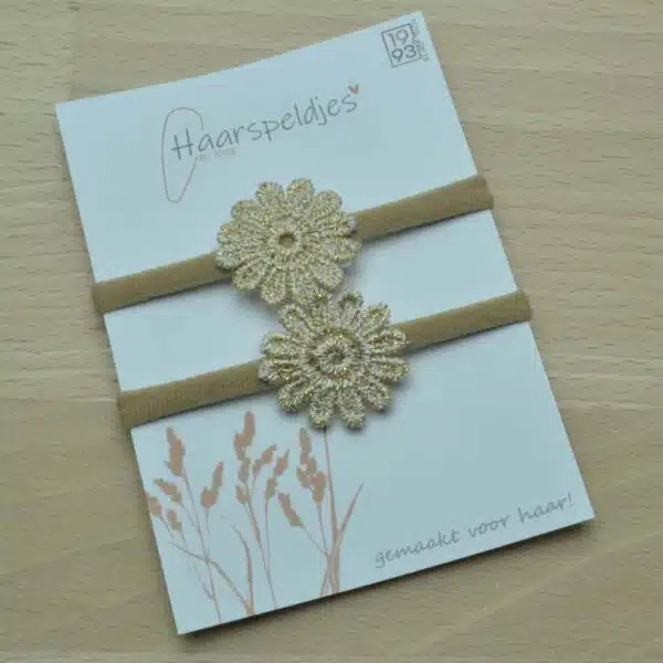 Haarelastiekjes van nylon voor meisjes met goudkleurige bloem