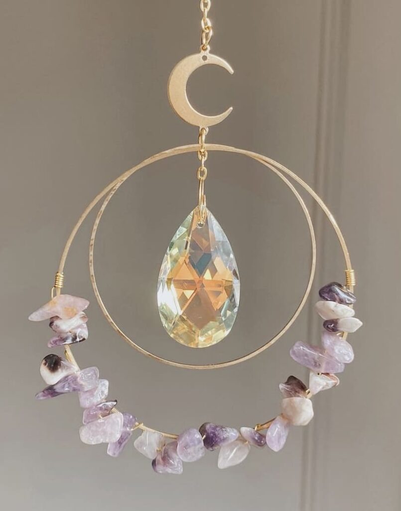 Zonnehanger Amethist, edelsteen, Amethist, dromenvanger, rust,