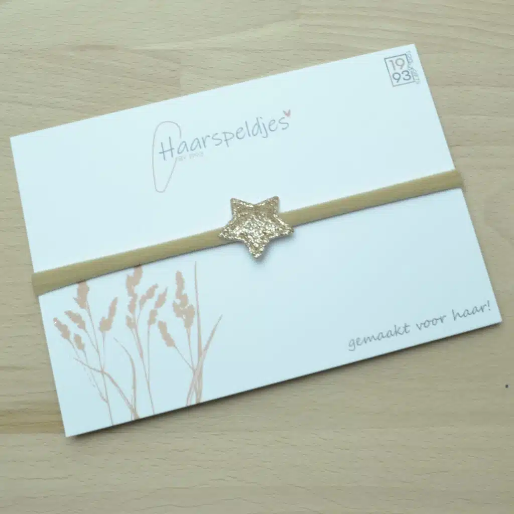 Elastieken haarbandje Sterre goud by 1993 - gouden ster