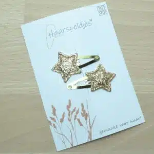 – 2 gouden klikklak haarspeldjes – gouden glitter ster – kerst haaraccessoires