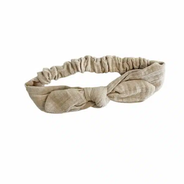 beige babyhaarbandje, knoop haarbandje