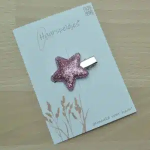 Zilveren alligator met roze glitter ster