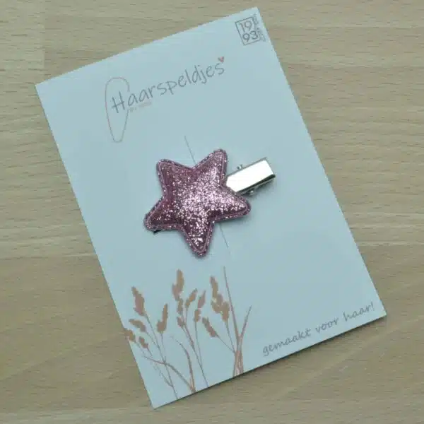 Zilveren alligator met roze glitter ster