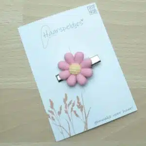 alligator haarspeldje met roze bloem