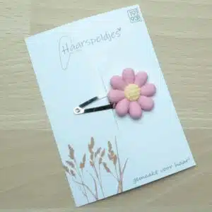 4cm klikklak haarspeldje met roze bloem